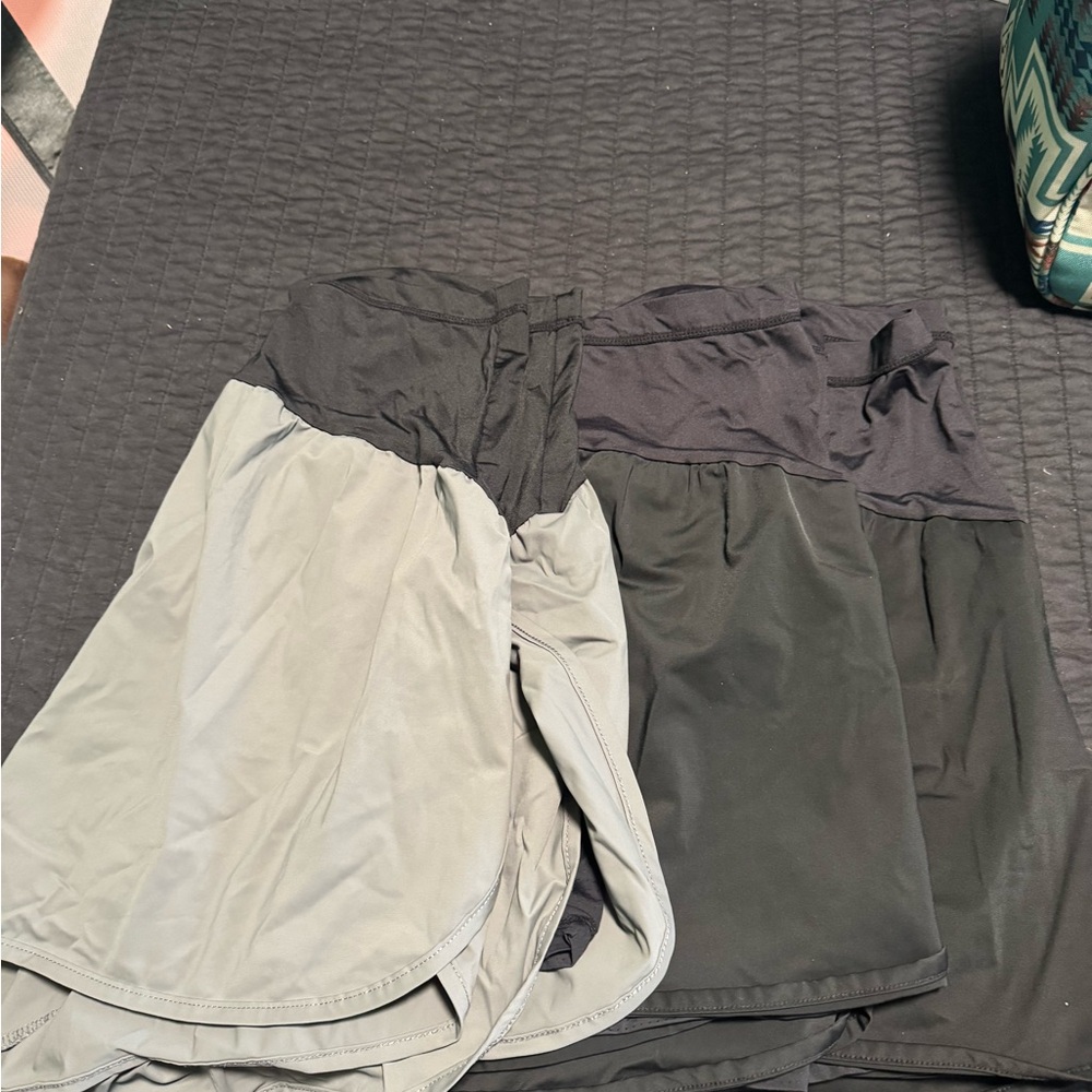 Set of 3 Women’s Athletic Shorts — Black and Light Gray